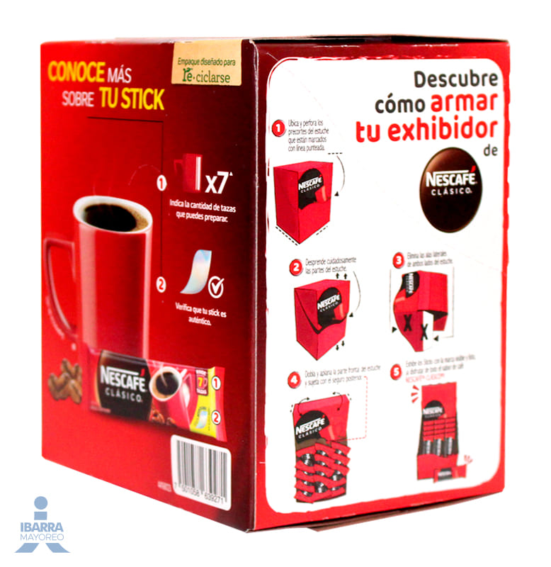 Café soluble Nescafé Clásico exhibidor con 16 stick 14 g