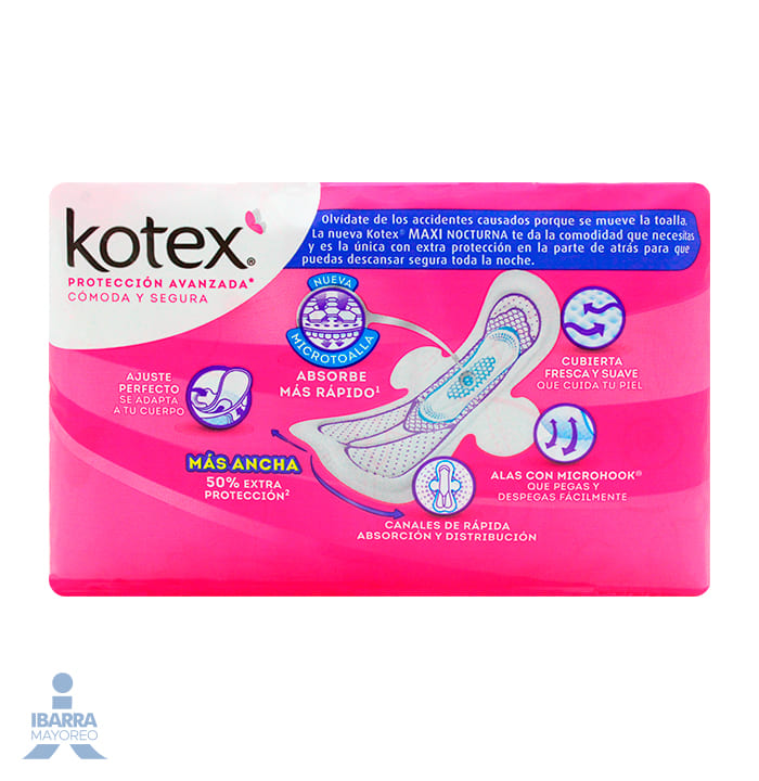 Toalla Sanitaria Kotex Maxi Día y Noche con alas 10 pzas.