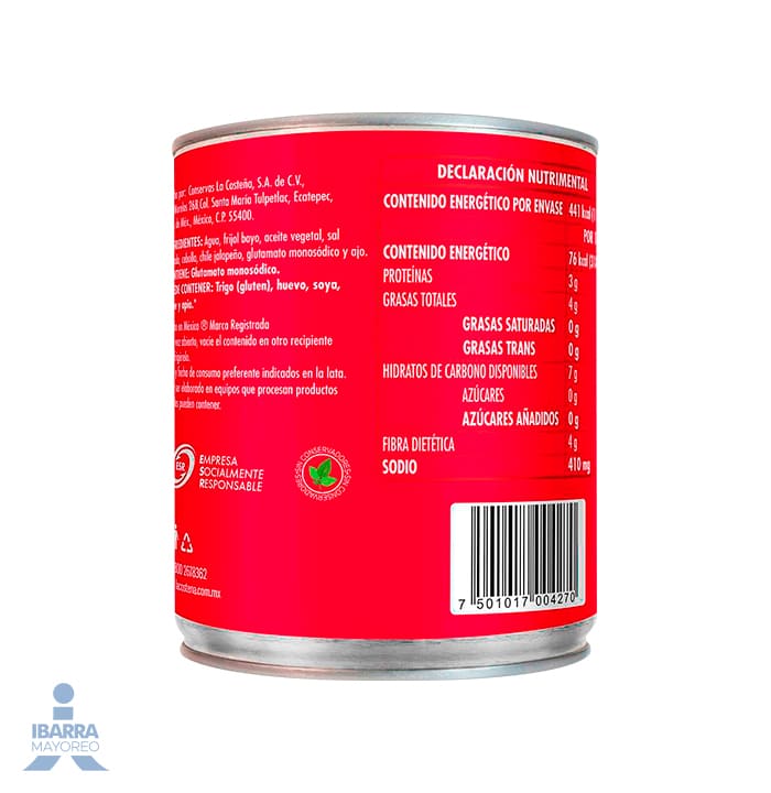 Frijol Bayo Refrito La Costeña 580 g