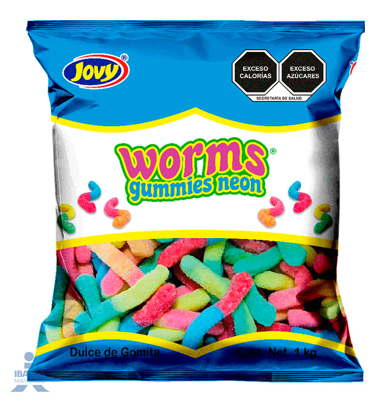Goma Jovy Worms Neon 1 kg