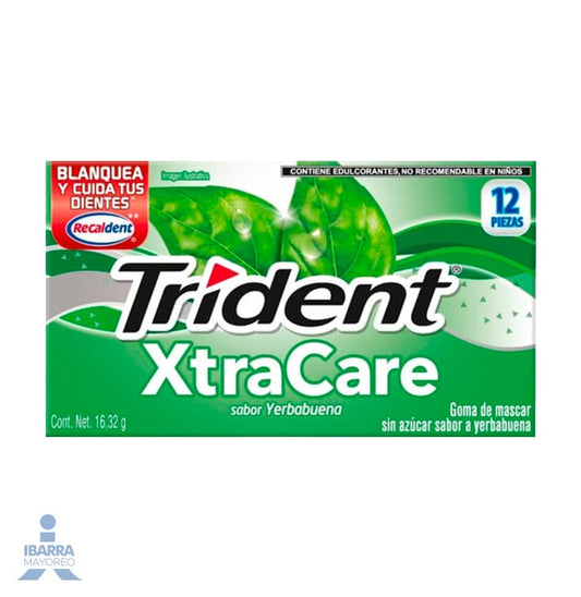 Goma de Mascar Trident XtraCare Sabor Yerbabuena 12/16.32 g