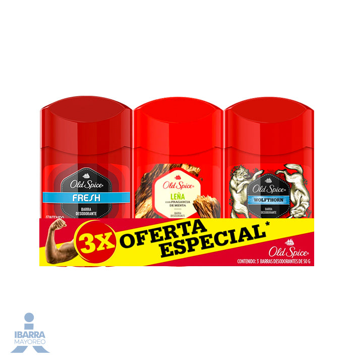 Desodorante Old Spice Mixto Barra 3 pzas.