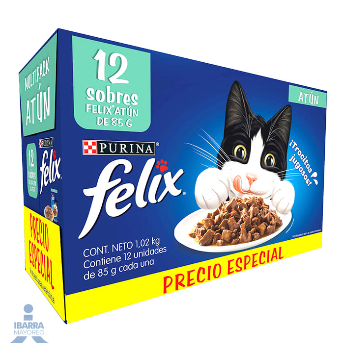 Felix alimento húmedo para gatos adultos atún 12 pouches 85 g