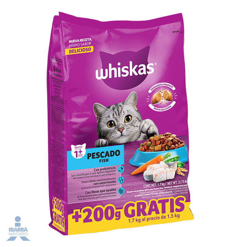 Alimento Whiskas Pescado 1.5 kg + 200 g