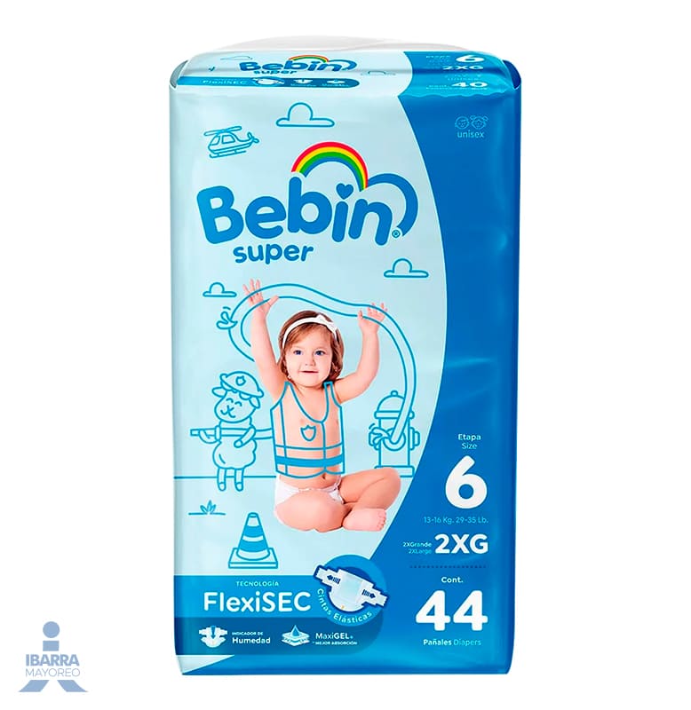 Pañal Bebin Súper XXG 40 pzas. + 4 gratis