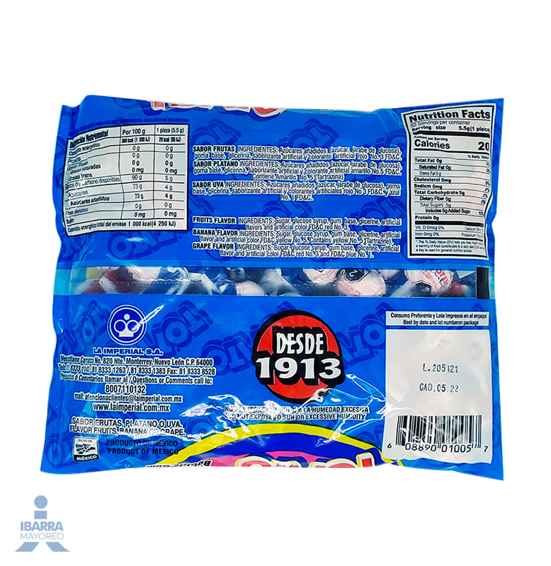 Goma de Mascar Totito Frutas 50 pzas