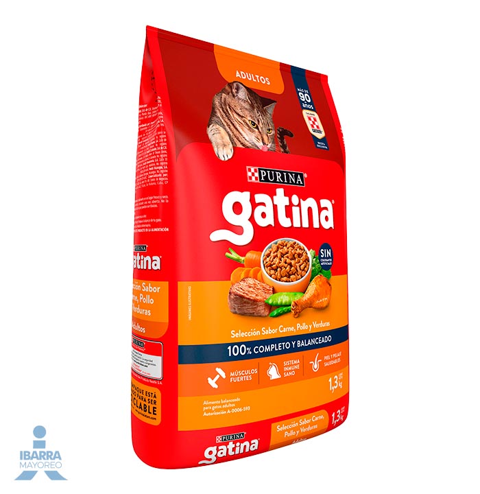 Gatina alimento seco para gatos sabor pollo a la jardinera 1.3 kg