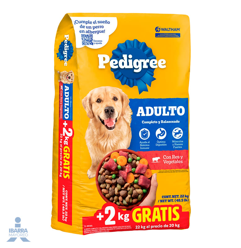 Alimento Pedigree Adulto 20 kg + 2 kg GRATIS