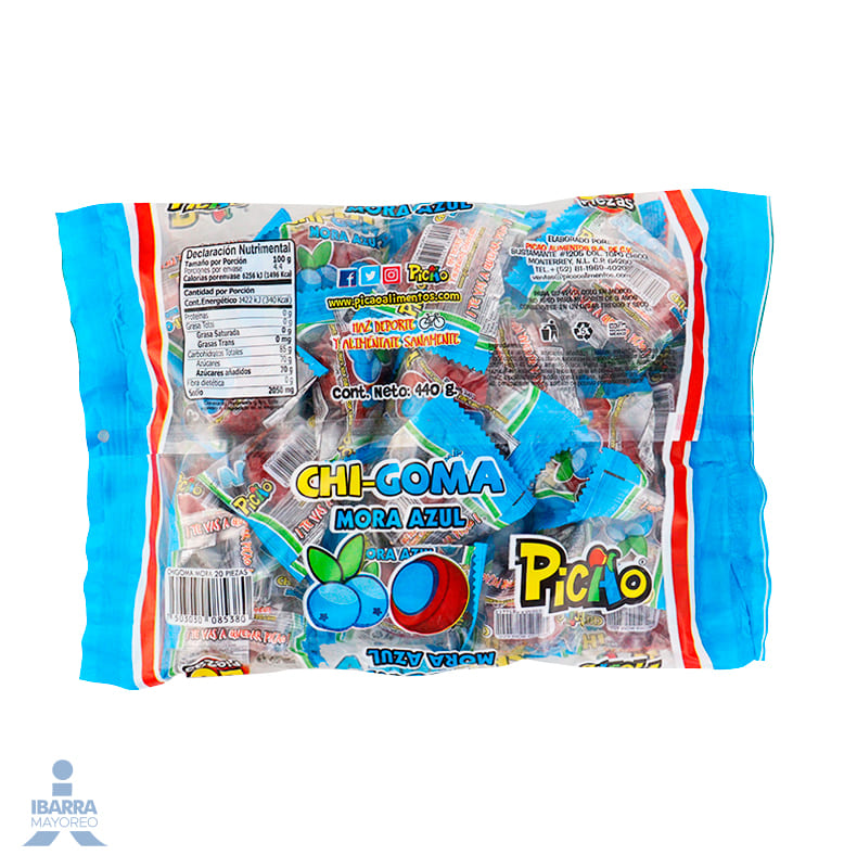 Goma Picao Chigoma Mora Azul 20 pzas.