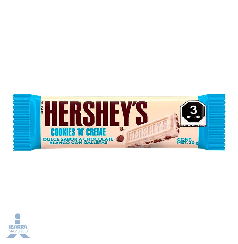 Chocolate Hersheys Cookies & Cream 12 pzas.