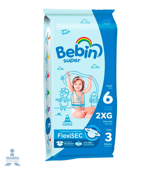 Pañal Bebin Súper 2XG 3 pzas.