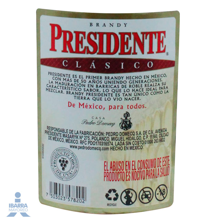 Brandy Domecq Presidente Clásico 700 ml
