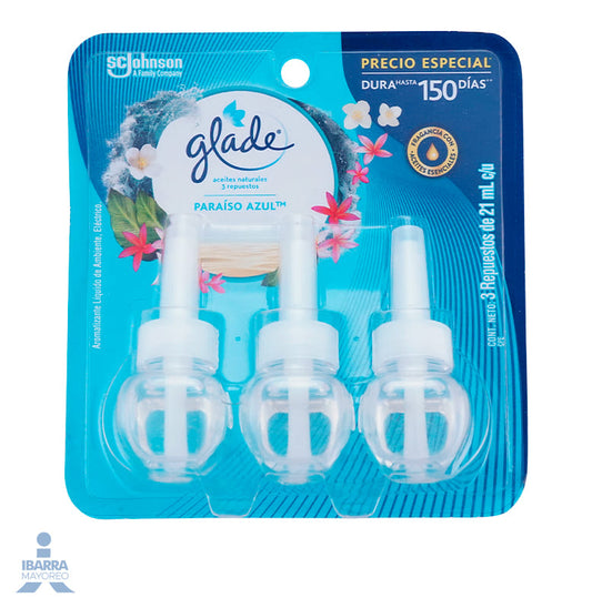 Aromatizante Glade Paraíso Azul Repuesto 3/63 ml