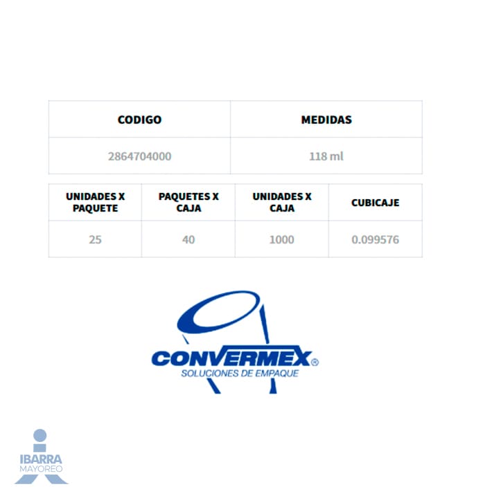 Vaso Térmico Convermex No. 4/118 ml 25 pzas.