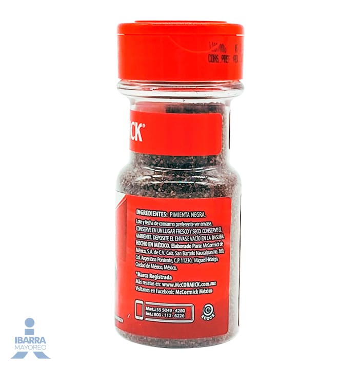 Especia Pimienta Negra Molida McCormick 62 g