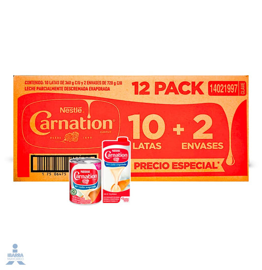 Leche Carnation Evaporada 10/360 gr +2/720 gr