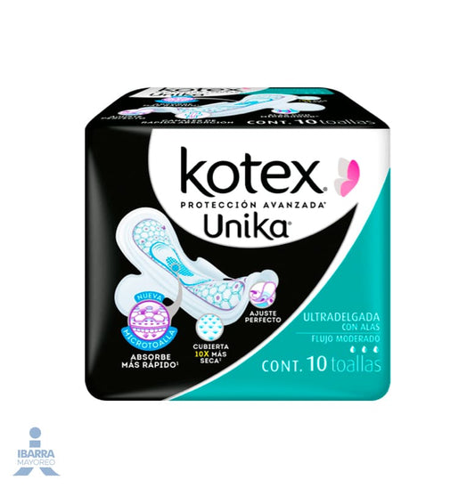 Toalla Sanitaria Kotex Unika Ultra Delgada con alas 10 pzas.