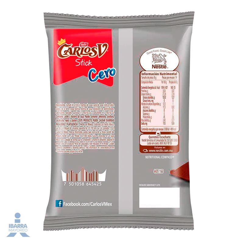 Chocolate Carlos V Sin Azúcar Stick 14/8 g