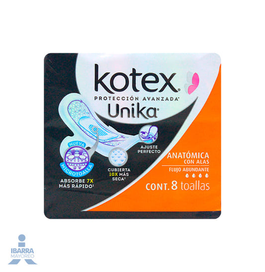 Toalla Sanitaria Kotex U By Anatómica 8 pzas.