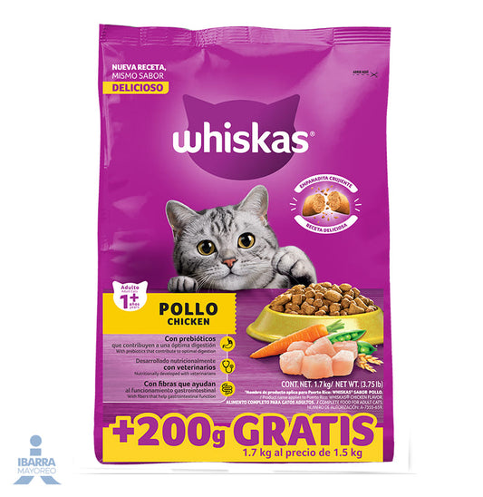 Alimento Whiskas Pollo 1.5 kg + 200 g Gratis