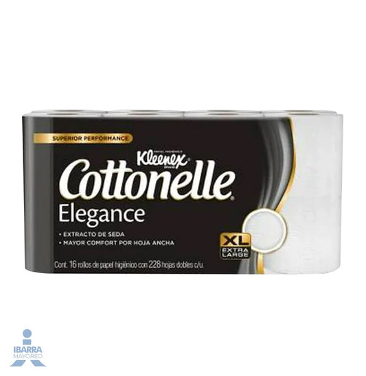 Papel Higiénico Kleenex Cottonelle Elegance XL 228 Hojas Dobles 16 Rollos