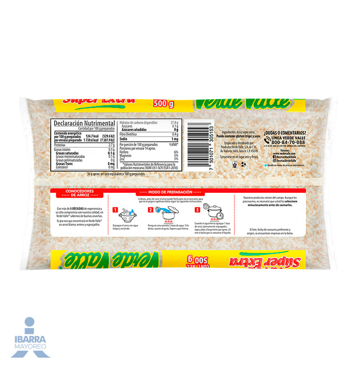 Arroz Verde Valle Súper Extra 500 g