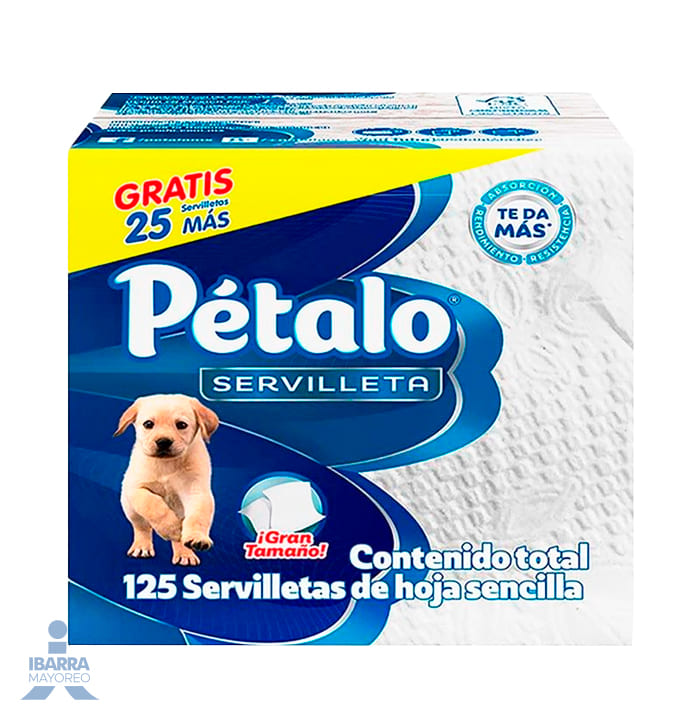 Servilleta Pétalo 100 pzas. GRATIS 25 pzas.