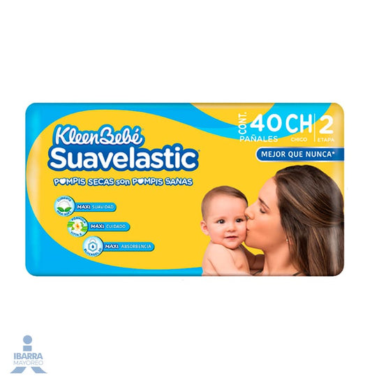 Pañal KleenBebé Suavelastic Max Chico 40 pzas.