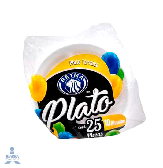 Plato Térmico Reyma con división no. 10 25 pzas.