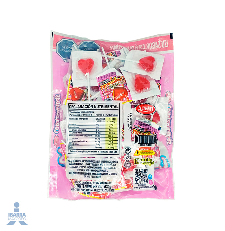 Paleta Alteño Mini Baby Corazonadas 50 pzas.