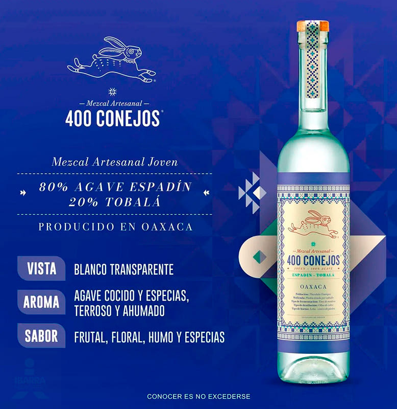 Mezcal 400 Conejos Tobalá 750 ml
