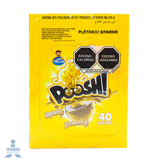 Goma de Mascar Arcor Poosh Sabor Plátano 40 pzas.