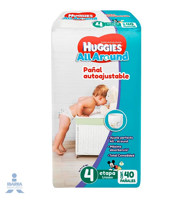 Pañal Huggies All Around Unisex Etapa 4 40 pzas.