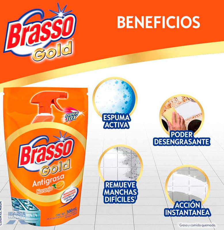 Limpiador Brasso Gold Naranja Antigrasa Repuesto 500 ml
