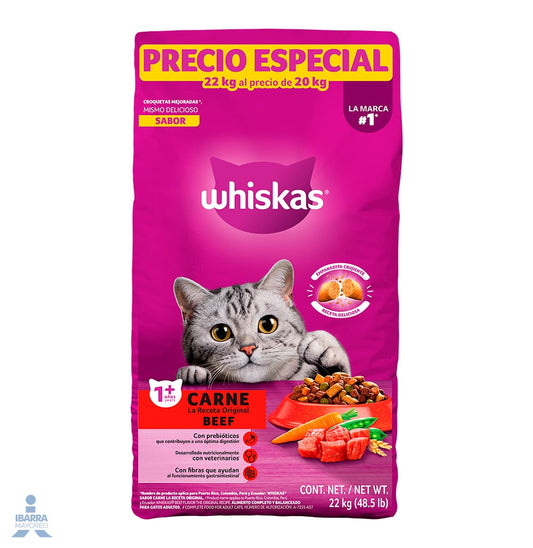 Alimento Whiskas Carne Receta Original 22 kg