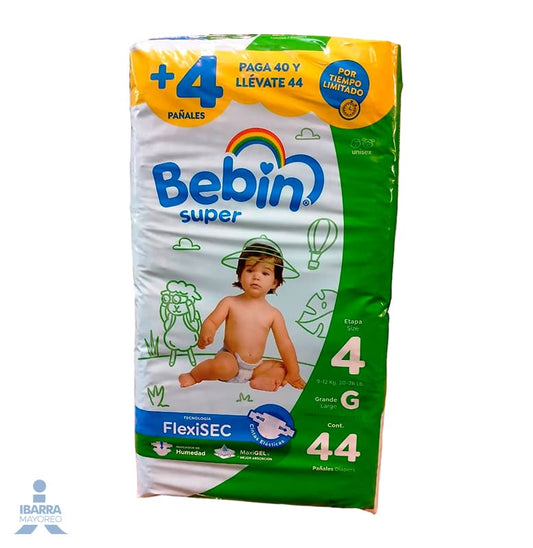 Pañal Bebin Súper Grande 40 pzas. + 4