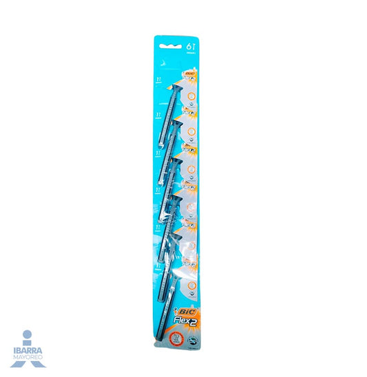 Rastrillo Bic Flex2 Tira 6 pzas.