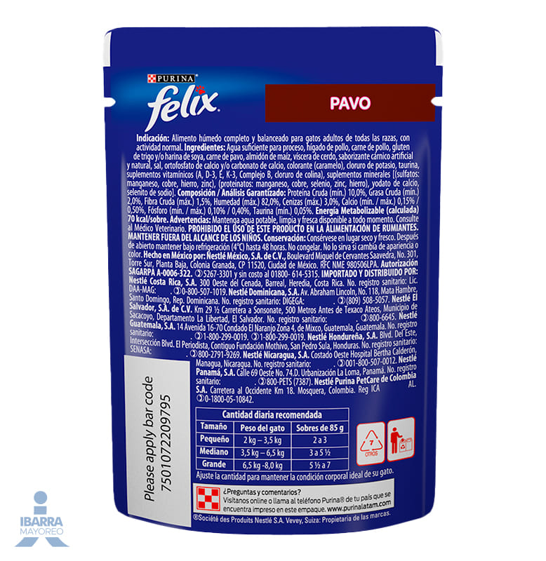 Alimento Purina Felix Pavo 85 g