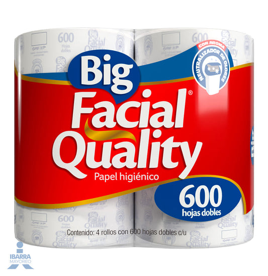 Papel Higiénico Big Facial Quality 600 hojas 4 rollos
