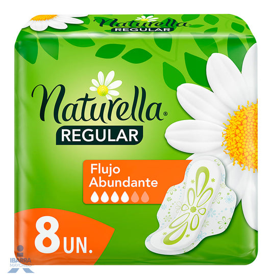 Toalla Sanitaria Naturella Manzanilla con alas 8 pzas.