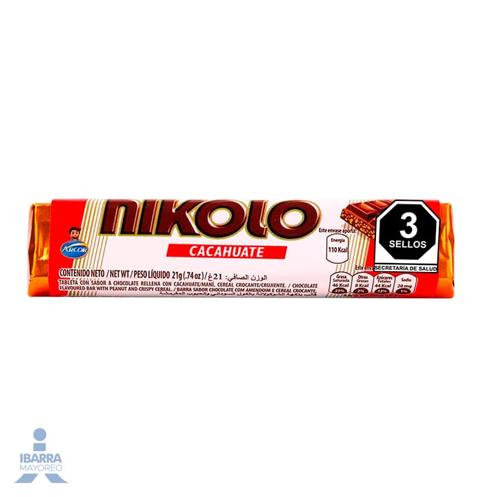 Chocolate Arcor Nikolo Cacahuate 30/21 g