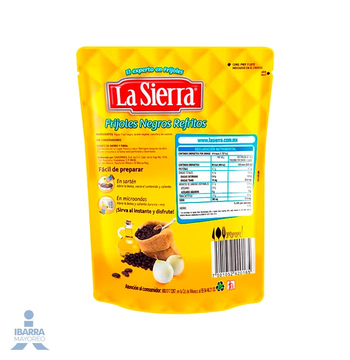Frijol Negro Refrito La Sierra Bolsa 430 g
