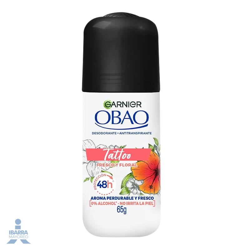 Desodorante Obao Mujer Tattoo Fresco y Floral roll on 65 g