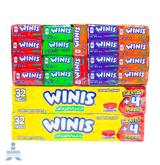 Caramelo Suave Winis Cuadreta Originales Surtido 32 pzas.