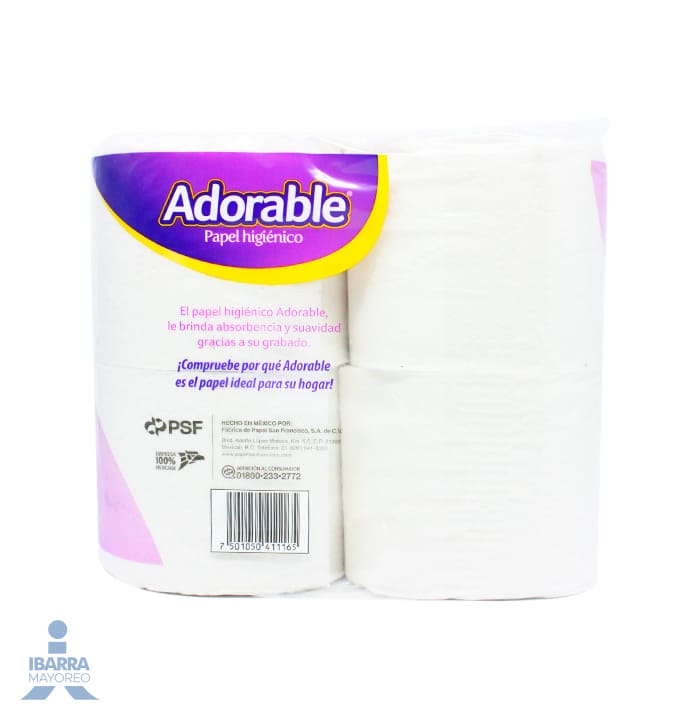 Papel Higiénico Adorable 270 hojas 4 rollos
