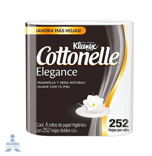Papel Higiénico Kleenex Cottonelle Elegance 252 hojas 4 rollos
