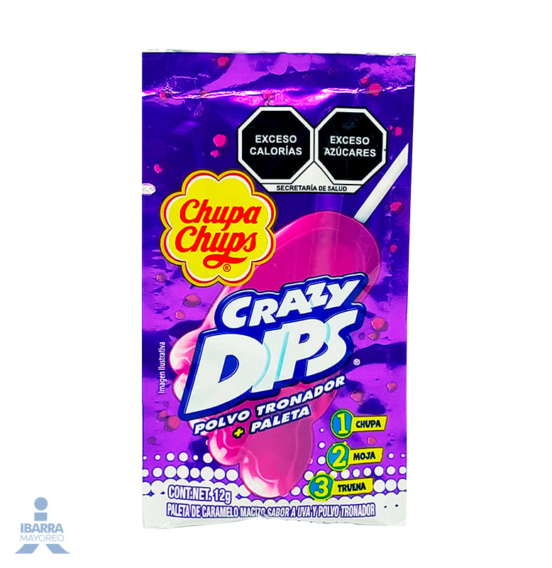 Paleta Chupa Chups Crazy Uva Tira 10 pzas.