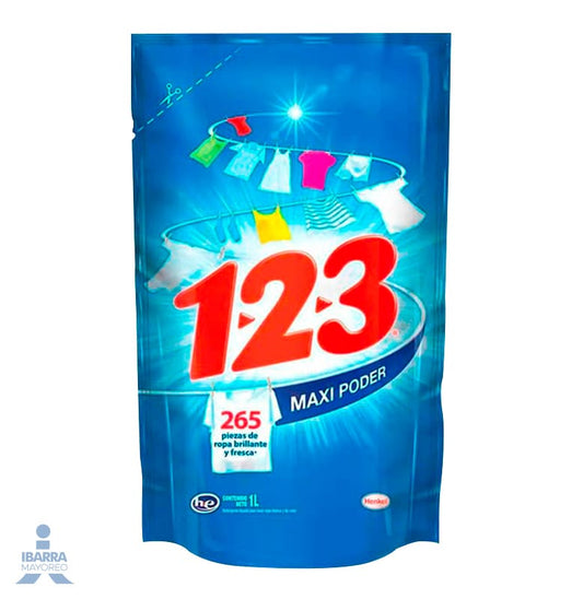 Detergente 123 Fresca Blancura Líquido 1 L