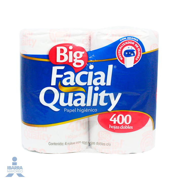 Papel Higiénico Big Facial Quality 400 hojas 4 rollos