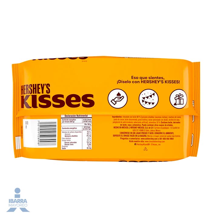 Chocolate Hersheys Kisses Almendras 850 g